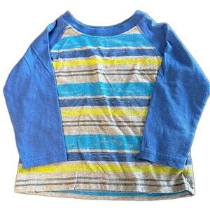 Boy's Peanut & Ollie Tee Shirt Stripe Blue Green Gray (827)